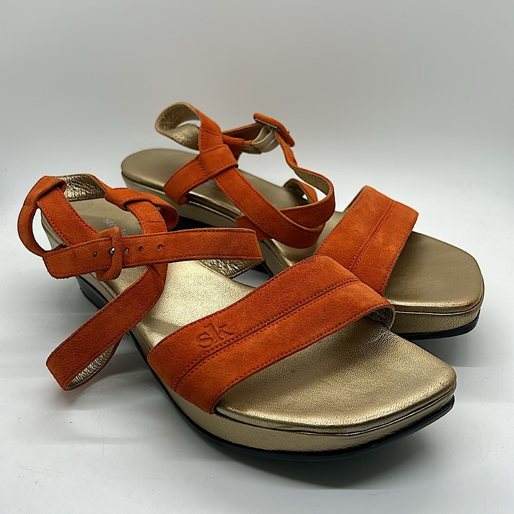 Stephane Ke’lian Burnt Orange Suede Wedge Platform Sandals Shoes **Sz 5.5**🌺🌺 - Picture 2 of 9